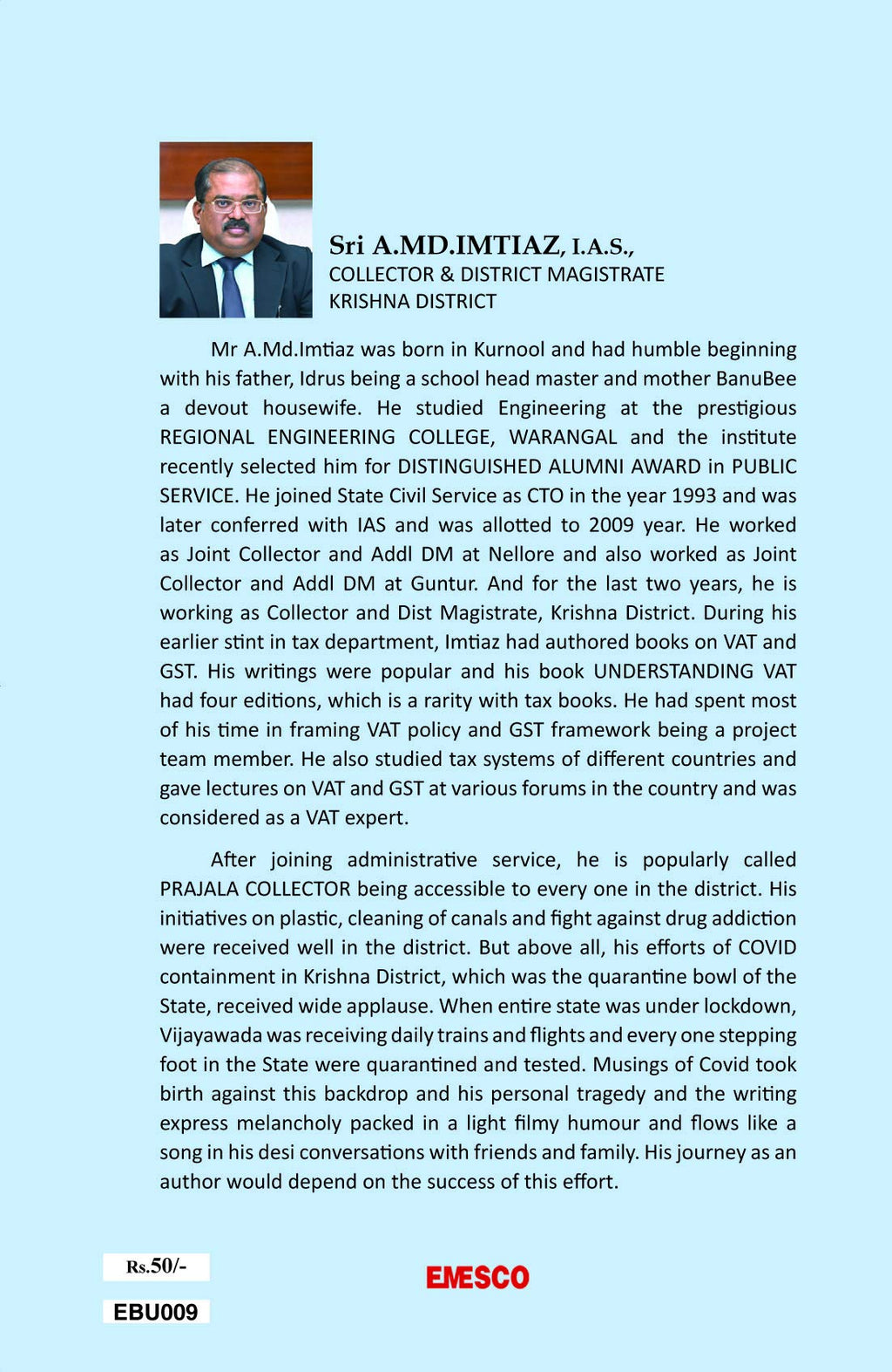 Covid Musings of a District Collector A.MD. Imtiaz