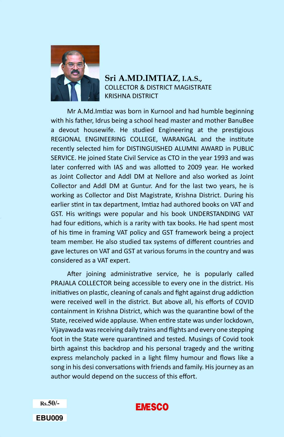 Covid Musings of a District Collector A.MD. Imtiaz